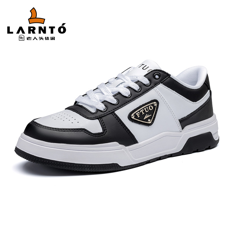 老人头透气欧美风圆头中年春秋休闲板鞋潮鞋男士韩版小白鞋