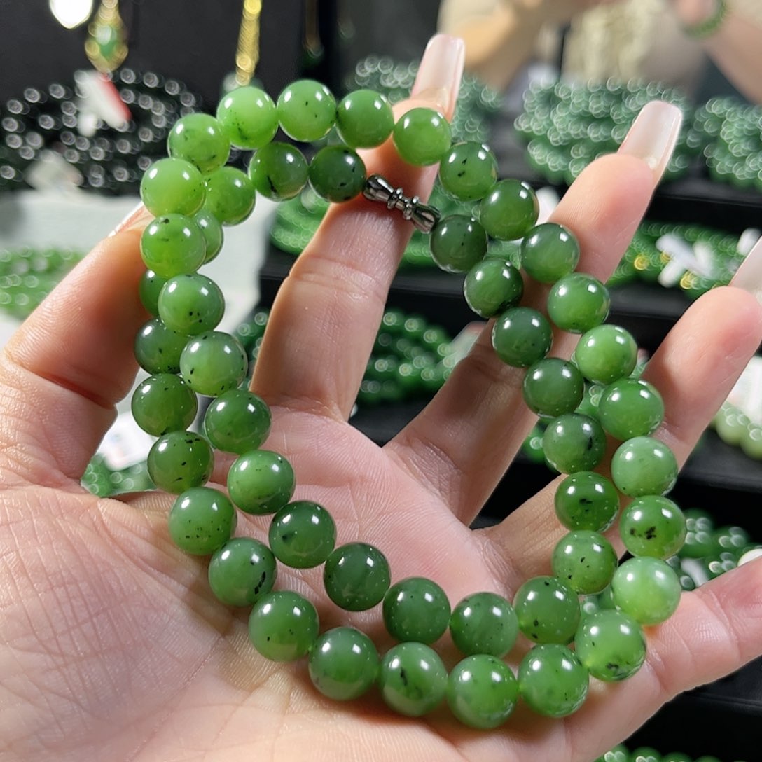 和田玉（碧玉）手链未镶嵌9.5