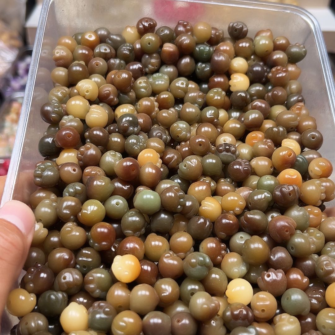 手串菩提根/象牙果50颗敦煌色猫爪微瑕