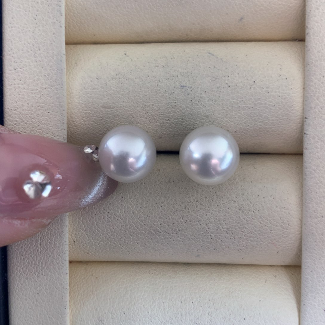 海水珍珠耳饰银S925镶嵌