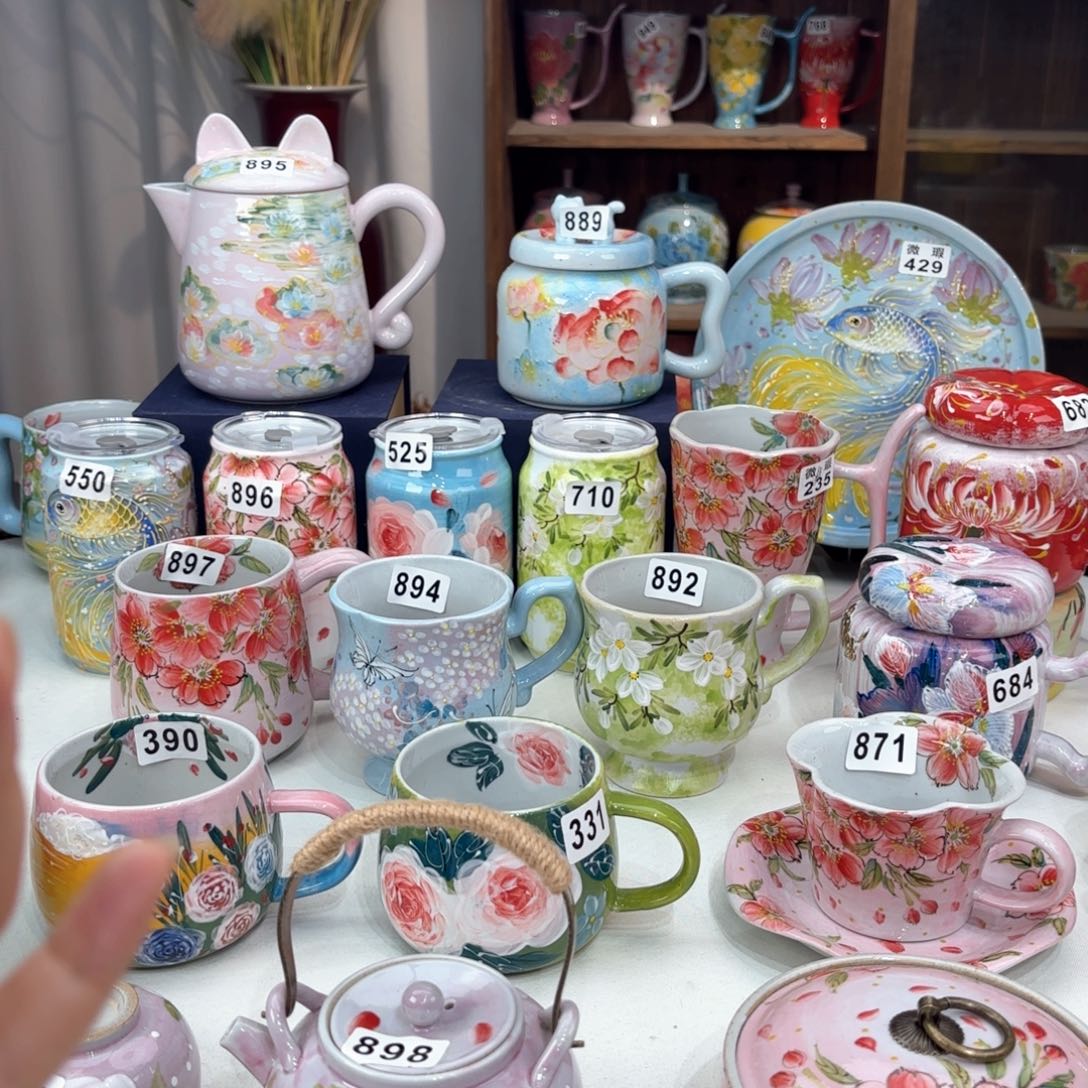 景德镇手绘高温釉下彩陶瓷茶具
