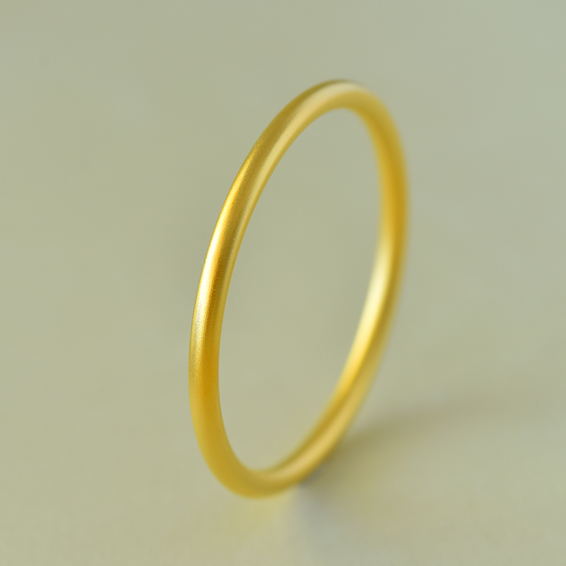 足银手镯 古法传承5mm圆条手镯女士复古实心磨砂经典镯子