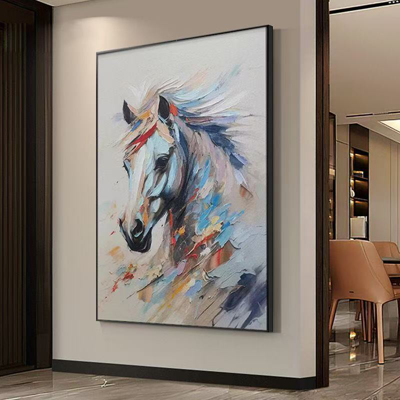 马到成功铝合金边款装裱挂画马画装饰画玄关客厅高档高级感轻奢