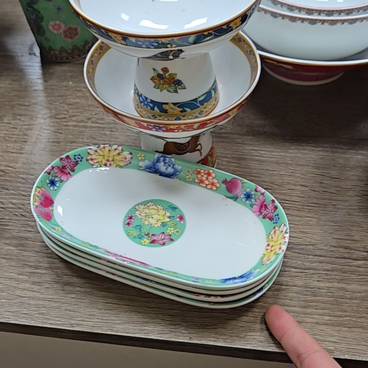 清***秋瓷片瑕疵珐琅彩毛巾碟66666666