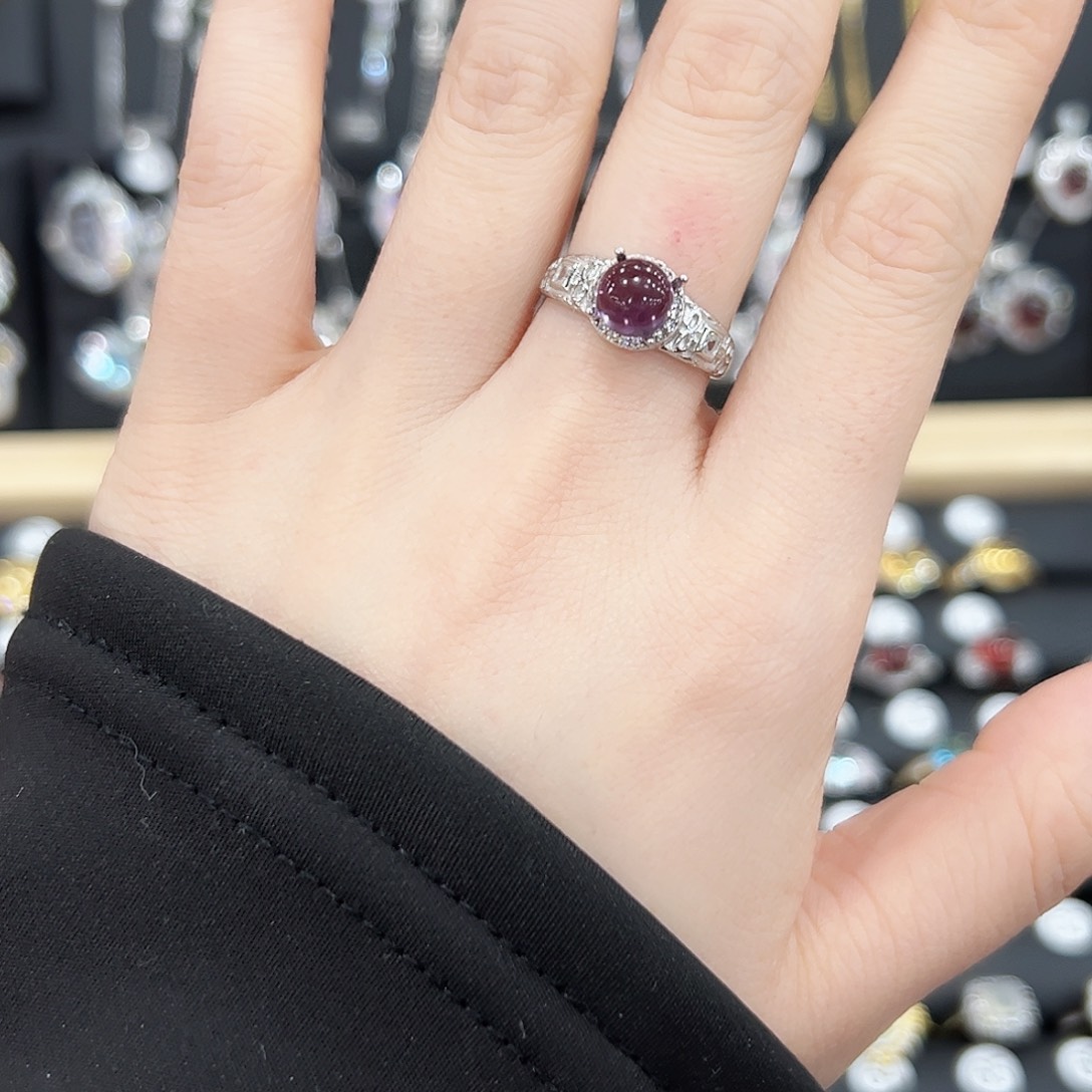 紫晶戒指银S925镶嵌戒指