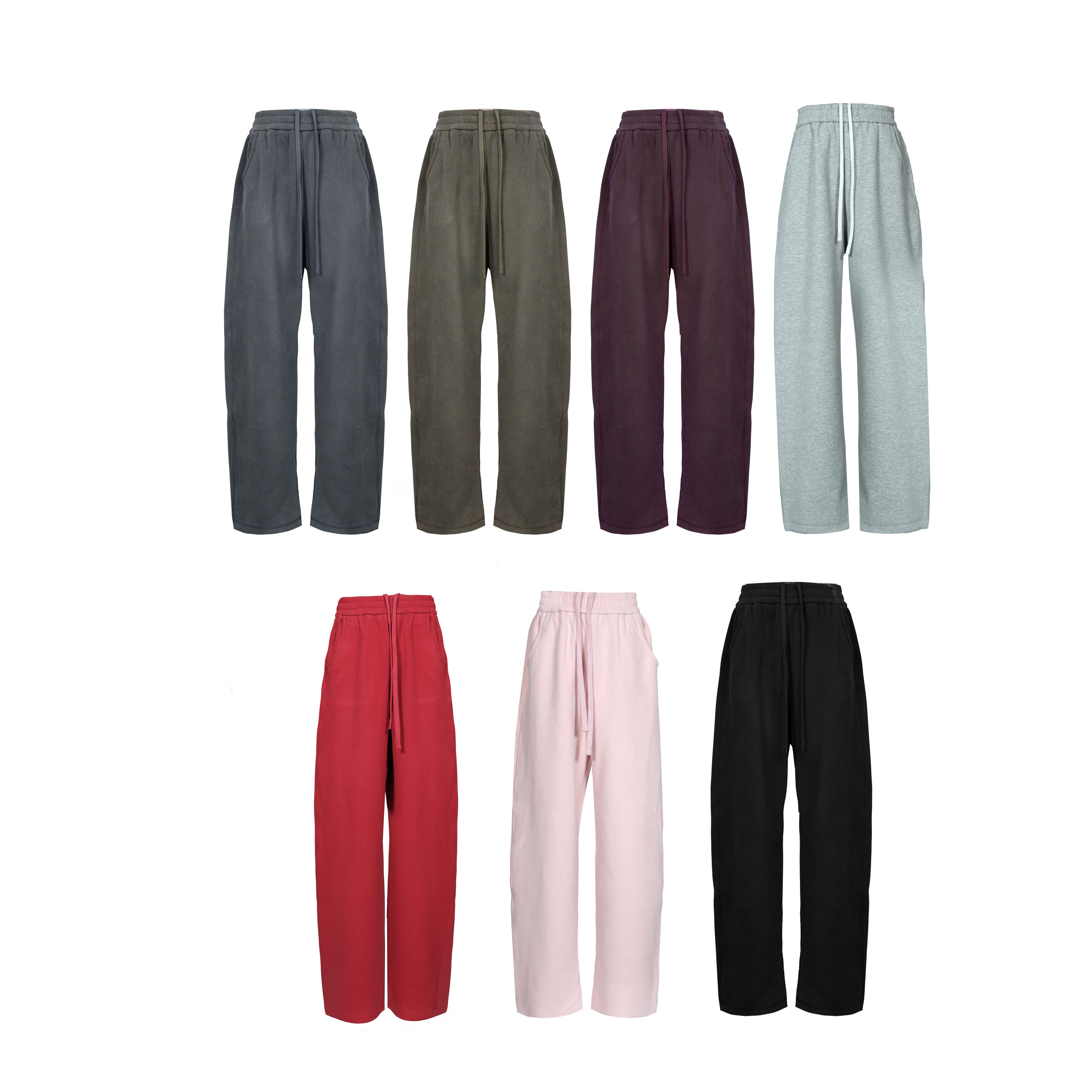 【木兰】多色软糯一体绒男女同款高个子弯刀卫裤阔腿裤9425阔腿直筒