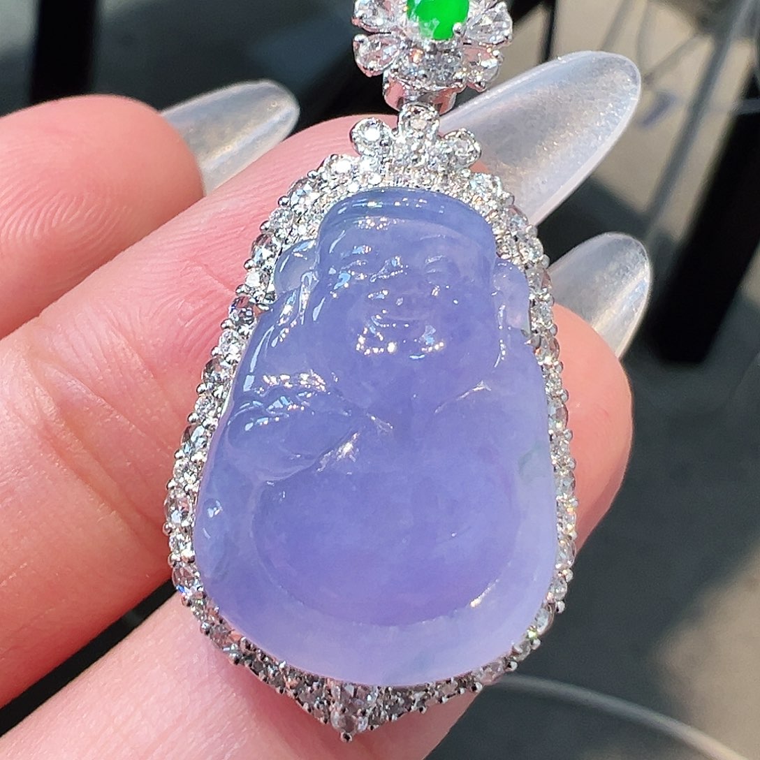 翡翠吊坠(不含链)18K金镶嵌翡翠