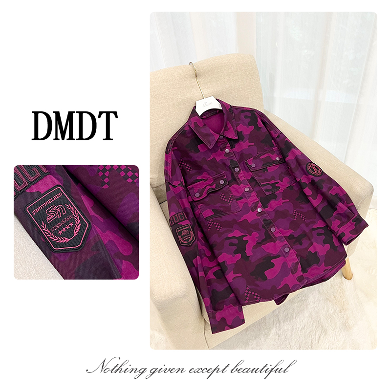 【DMDT服饰】2025新品 “简韵元素”迷彩翻领显瘦女休闲拼色衬衫C2060
