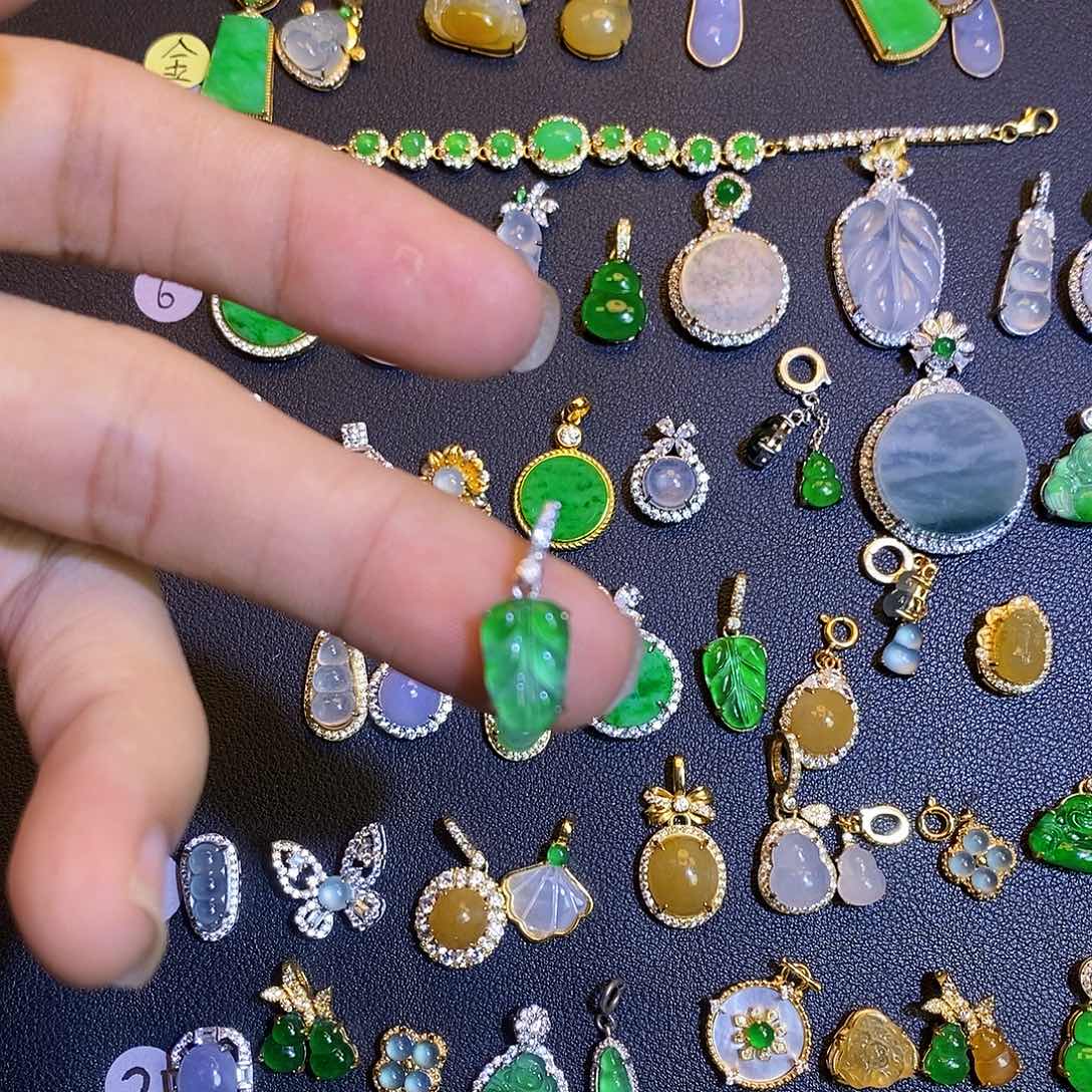 吊坠(不含链)银S925镶嵌翡翠