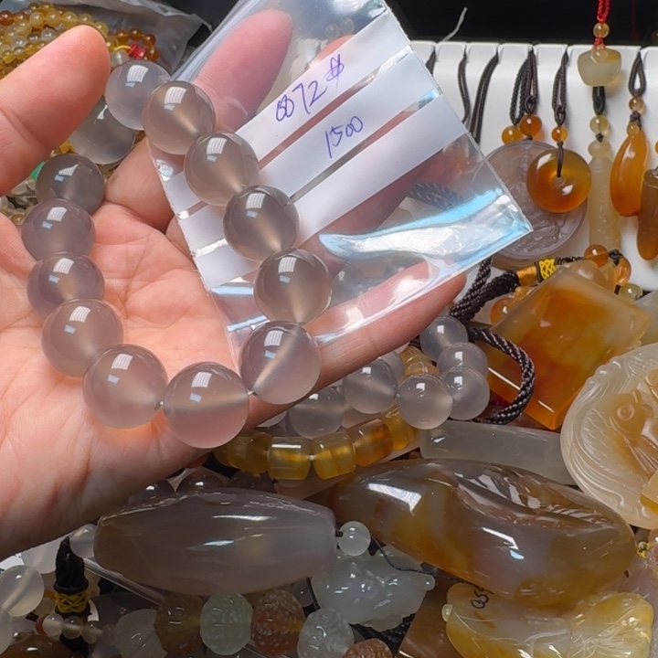 蓝***芙玛瑙/玉髓颈饰未镶嵌0072