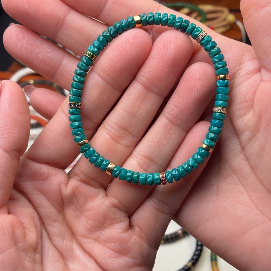 绿松石未镶嵌手链男女