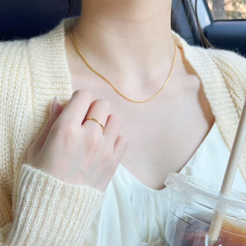 钛钢项链 肖邦链镀24K金轻奢小众女款锁骨链轻职风项链不掉色饰品