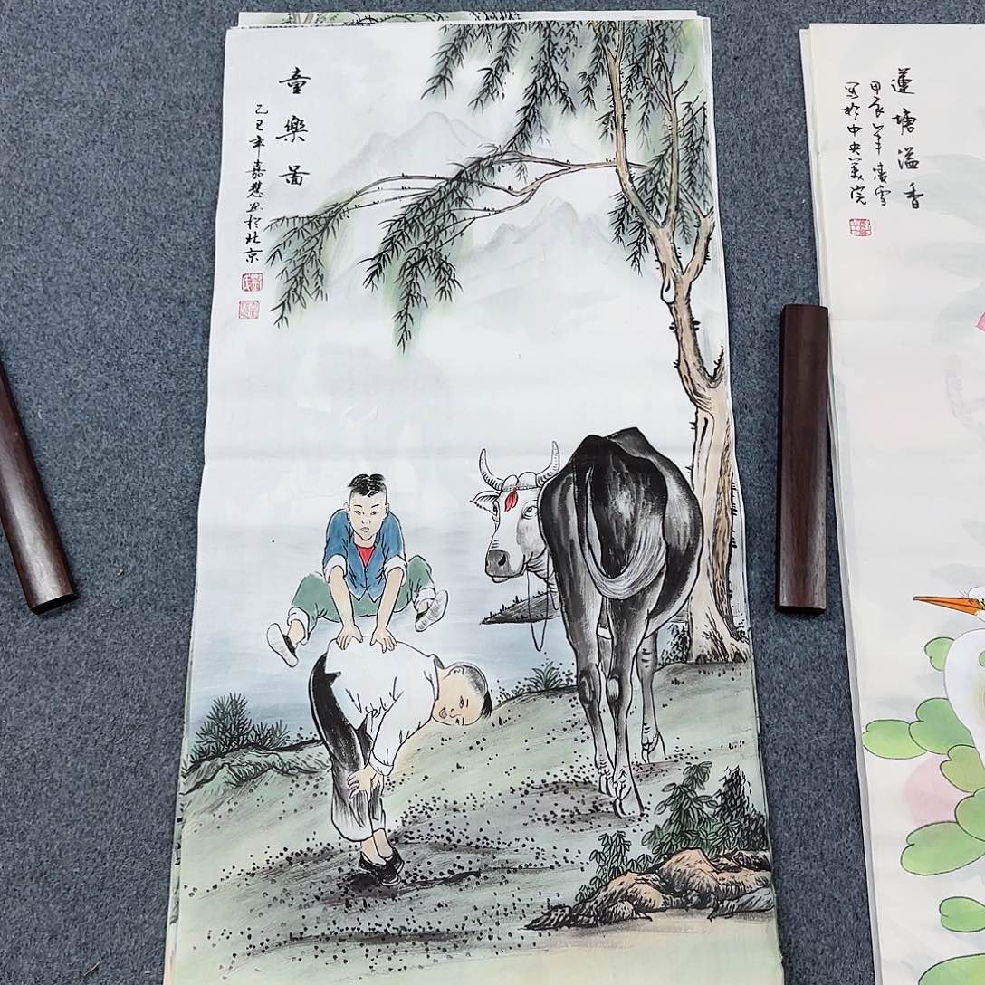 国画尺寸50X100手绘作品 