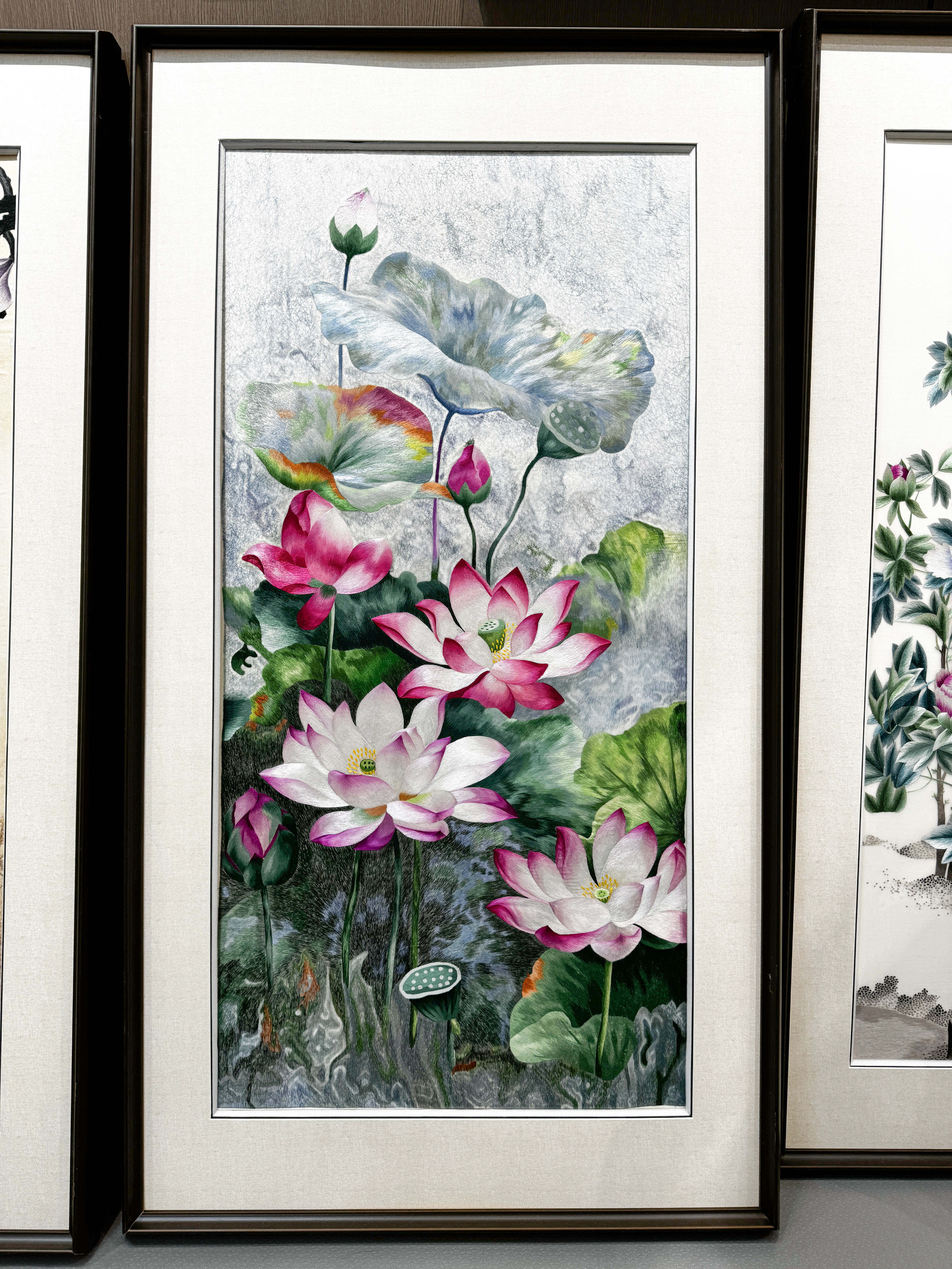 【荷韵满堂】纯手工刺绣苏绣精品满绣荷花玄关走廊餐厅画芯50*100cm