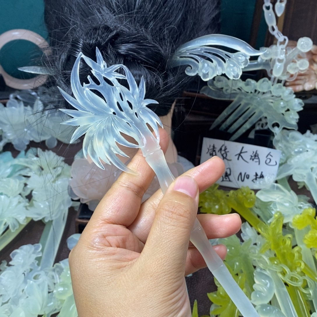 小***九蛇纹石玉未镶嵌发饰