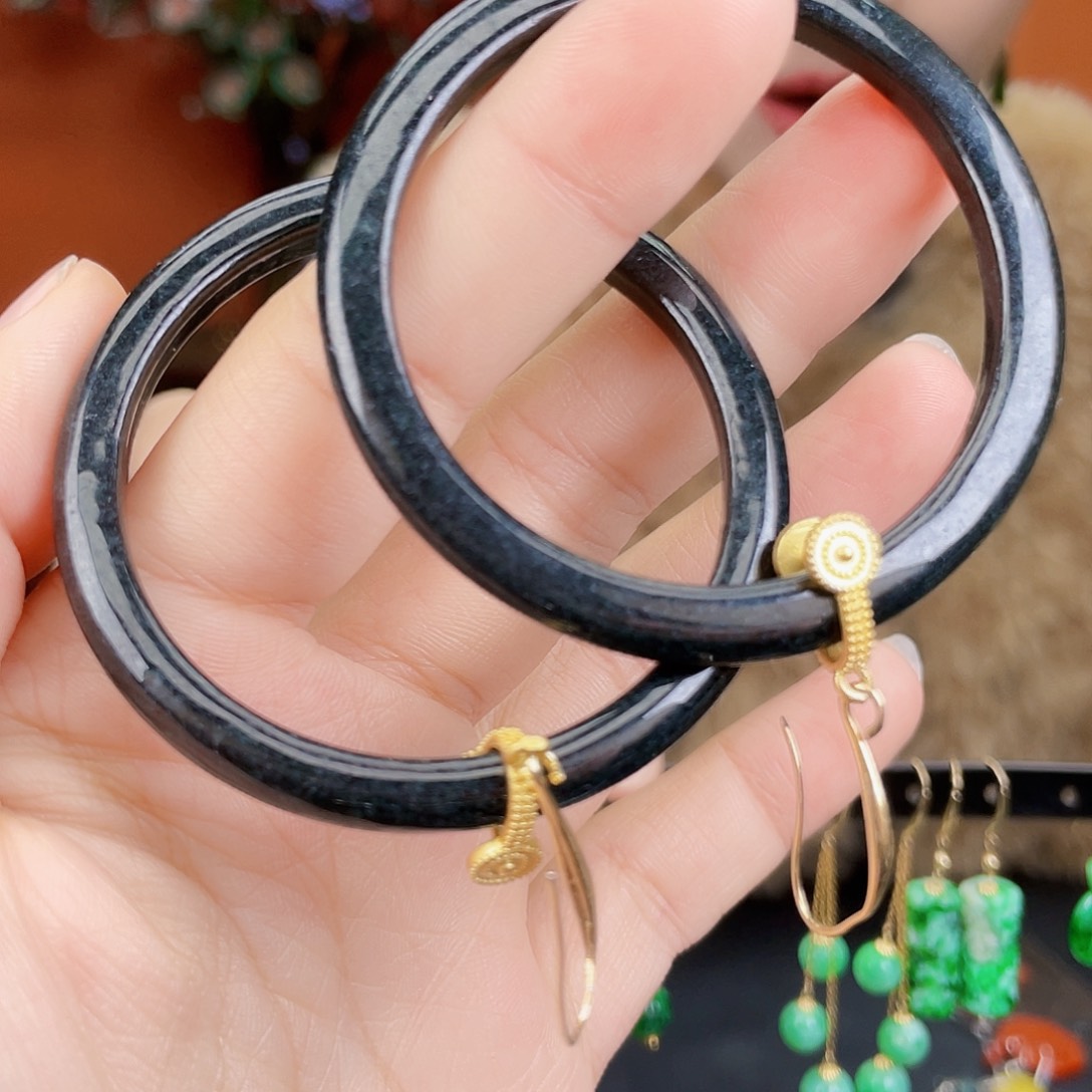 翡翠未镶嵌耳饰饰品