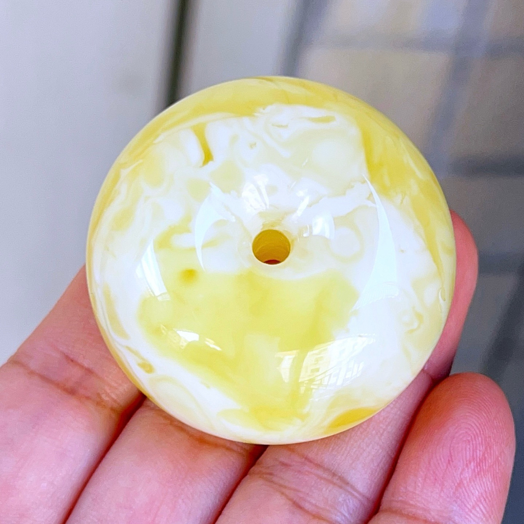 焦皮料白花蜡平安扣