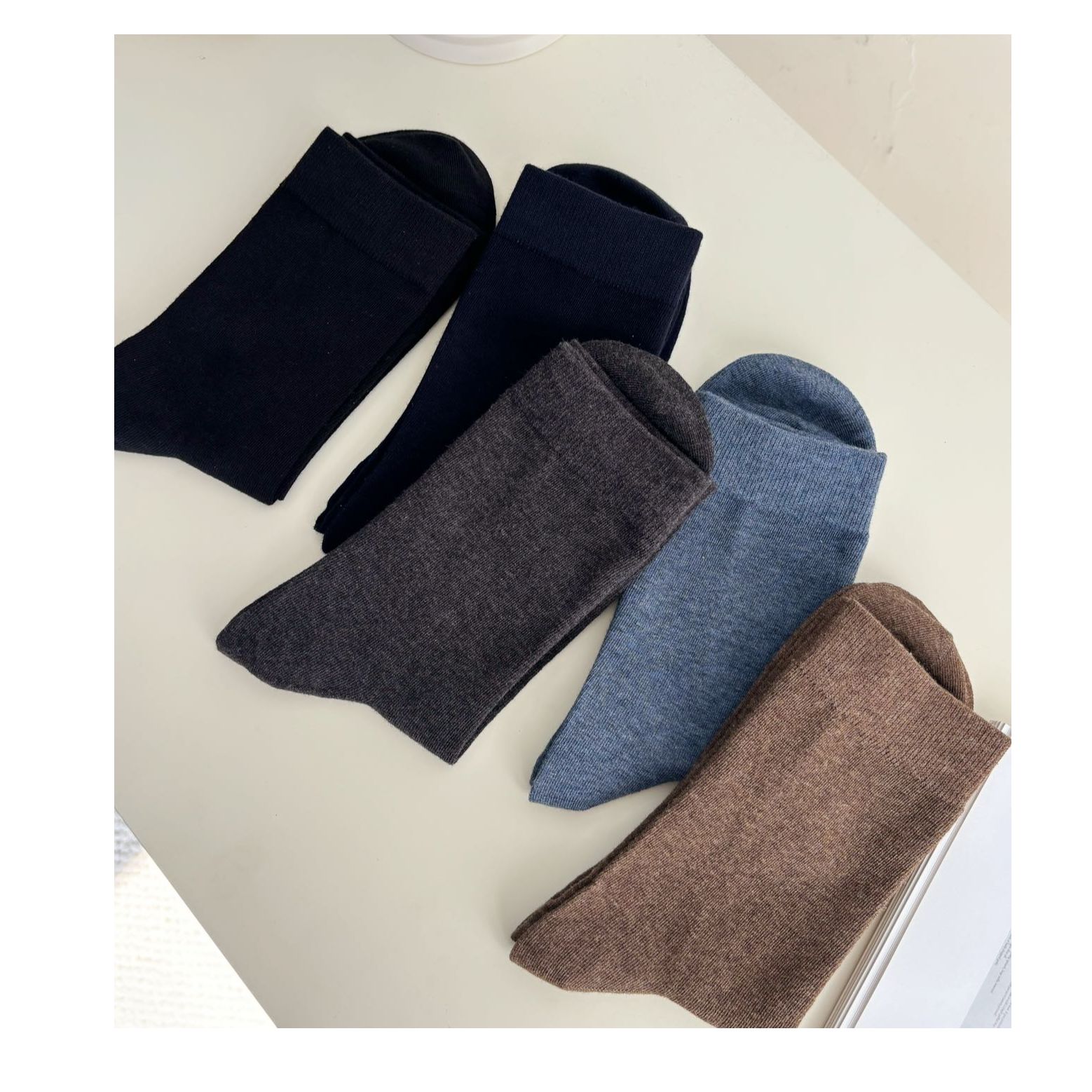 可掖秋裤 一包5双 高级男女色纺纱棉袜