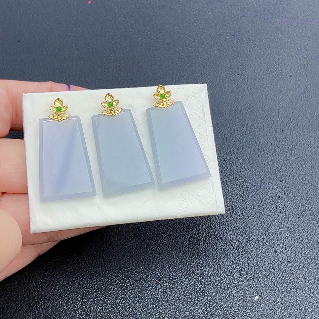 翡翠18K金镶嵌颈饰精品•无事牌吊坠（多样性发其一）