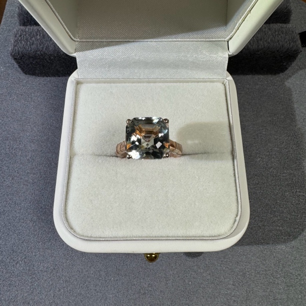 世纪珠宝S925银镀金天然绿水晶戒指可调节 阿斯切大克拉