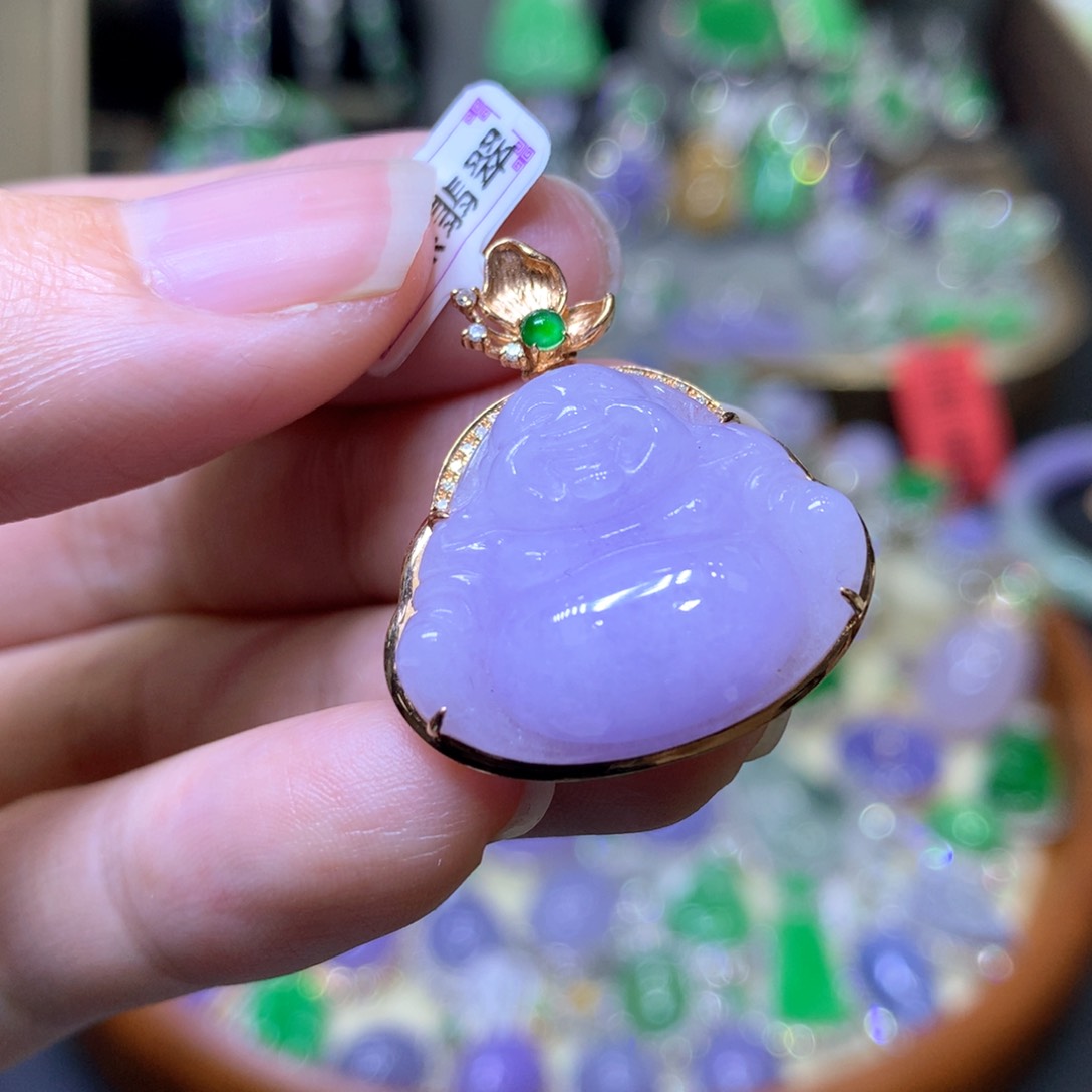 【闪购商品】翡翠颈饰18K金镶嵌翡翠吊坠项链