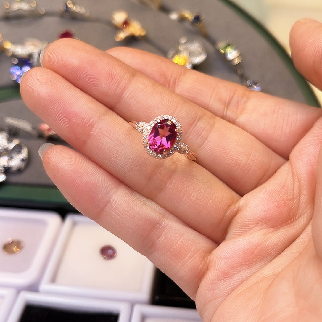 托帕石戒指银S925镶嵌戒指