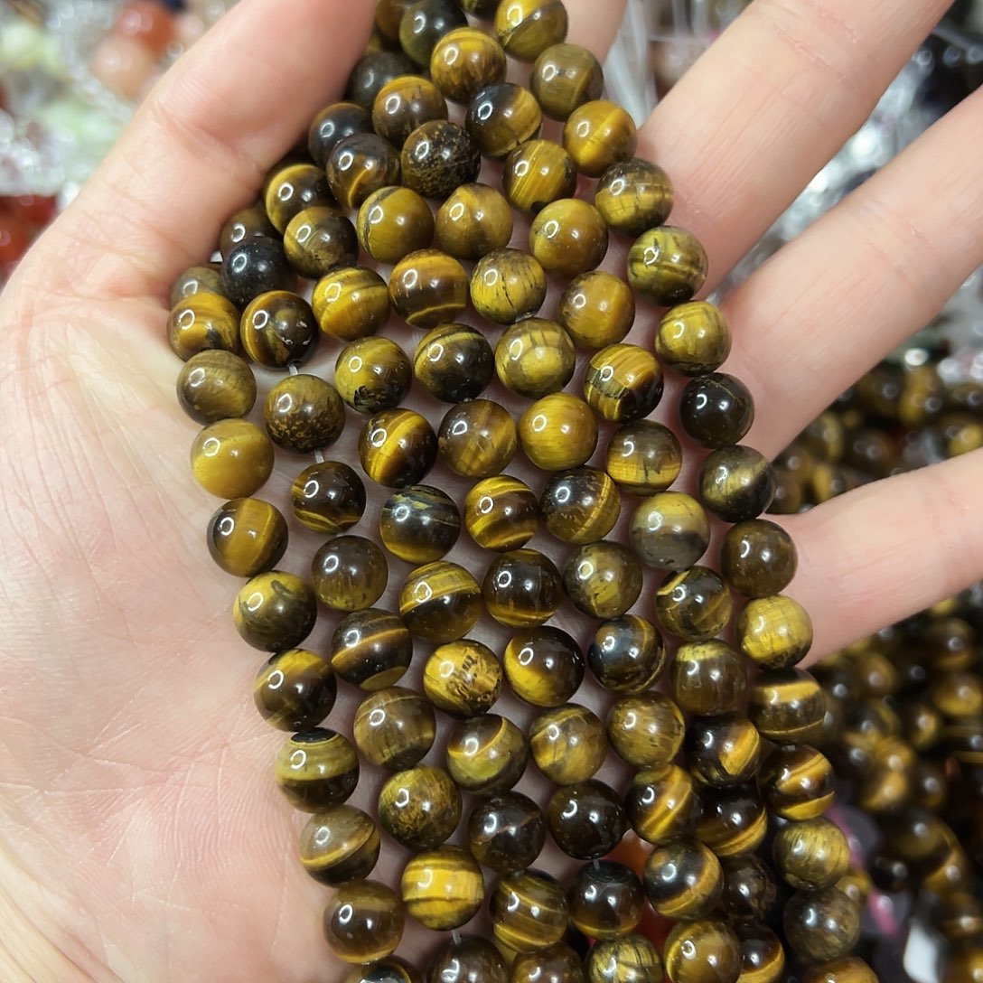 玛瑙/玉髓未镶嵌珠宝半成品，卡8黄虎眼一条