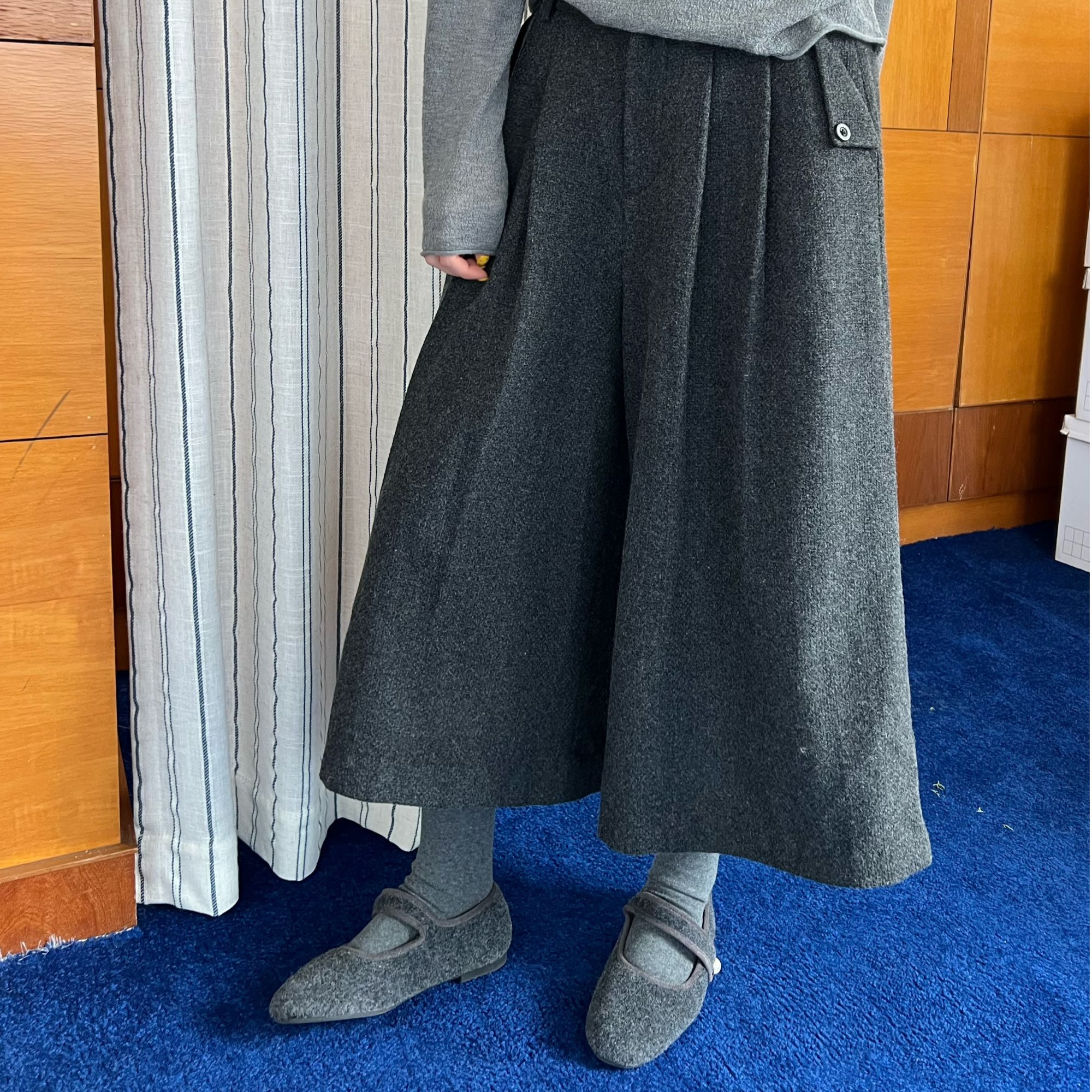 冬-松露 铅灰色羊毛通勤日常八分裤 好穿百搭