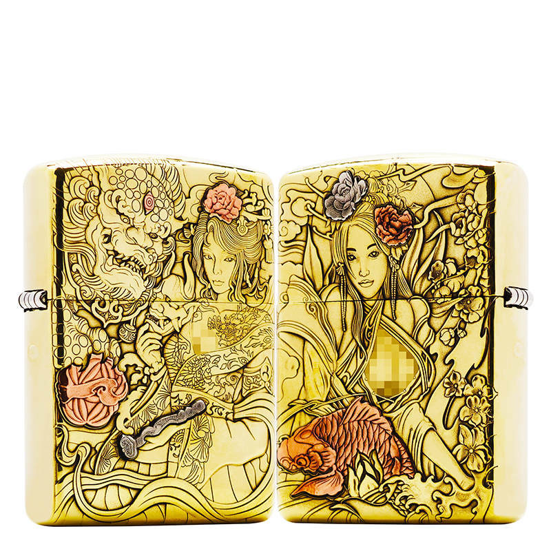 ZIPPO/之宝打火机【唐狮锦鲤女郎】黄铜盔甲机原装正品煤油机DYJ1