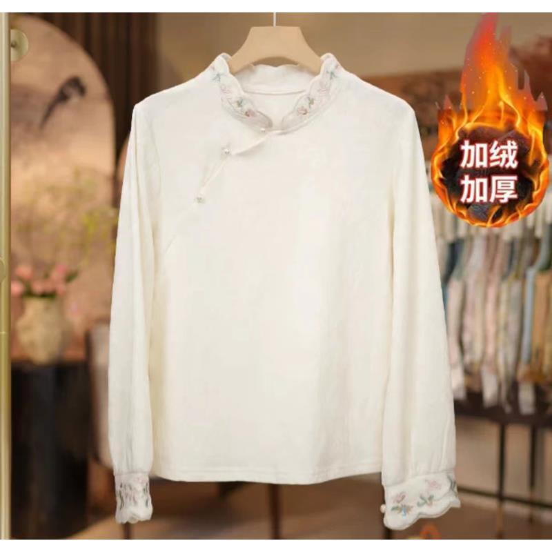 【加绒】蝶恋花--新款中式设计师百搭时尚气质长袖休闲百搭打底衫