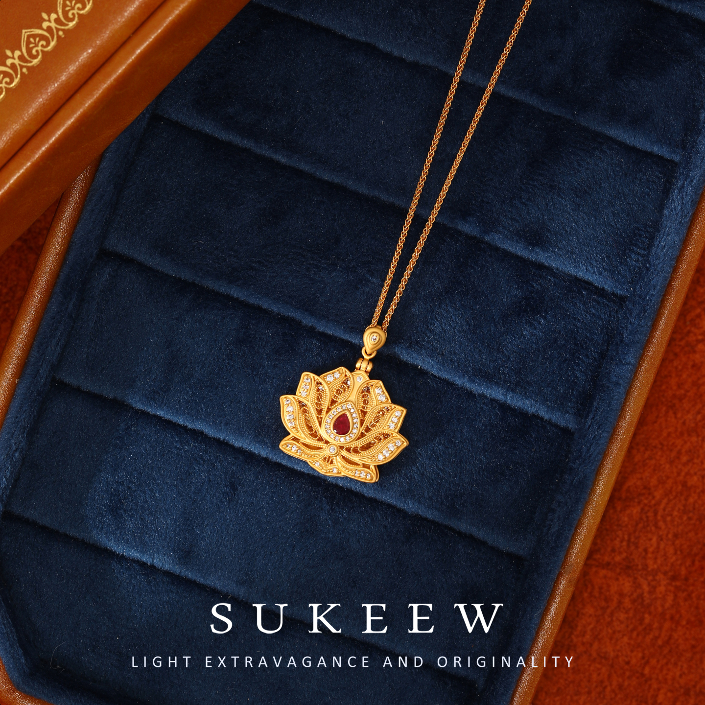 SUKEEW/酥可 镀k金【花开见佛】轻奢莲花优雅复古项链287223