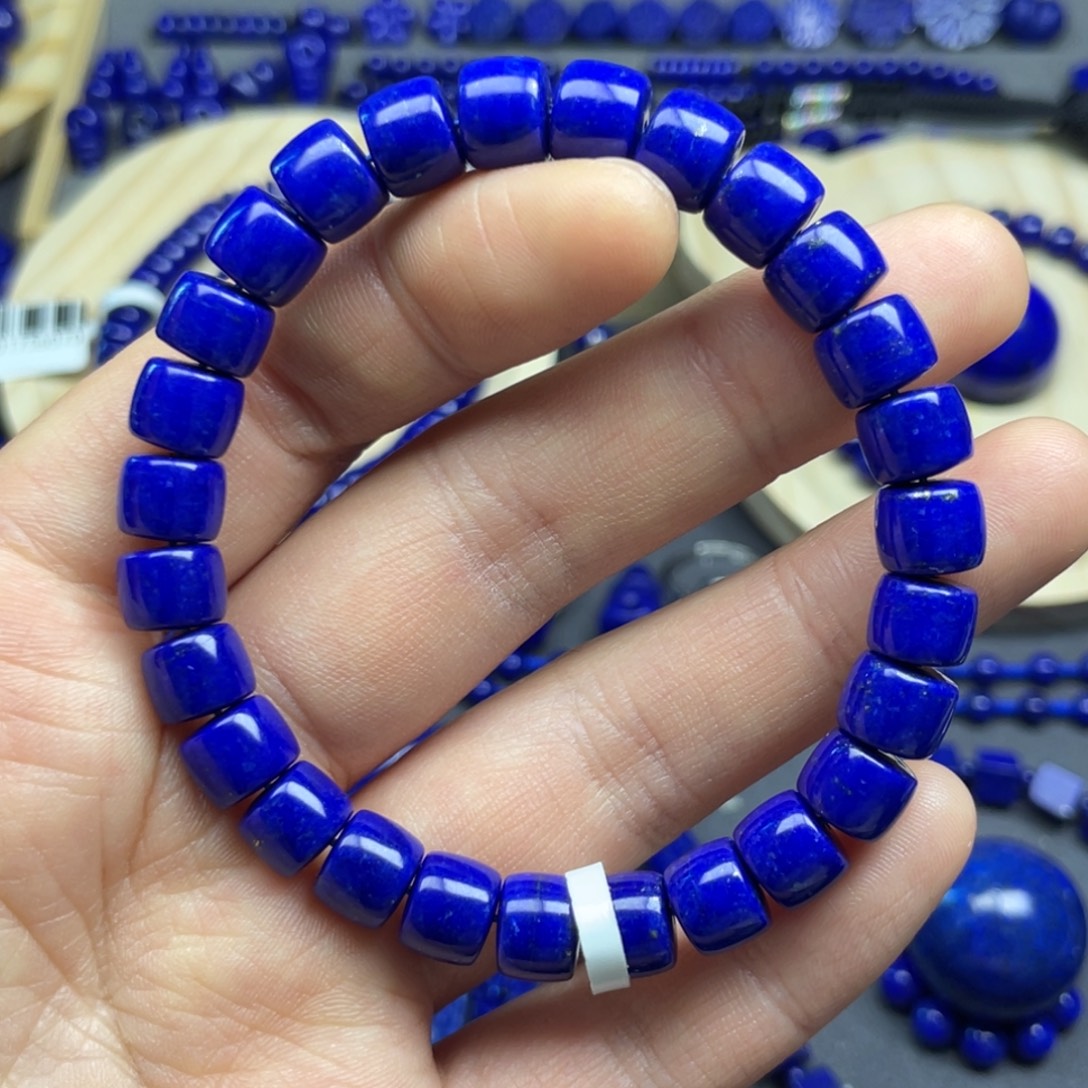 青金石未镶嵌直切手串8+