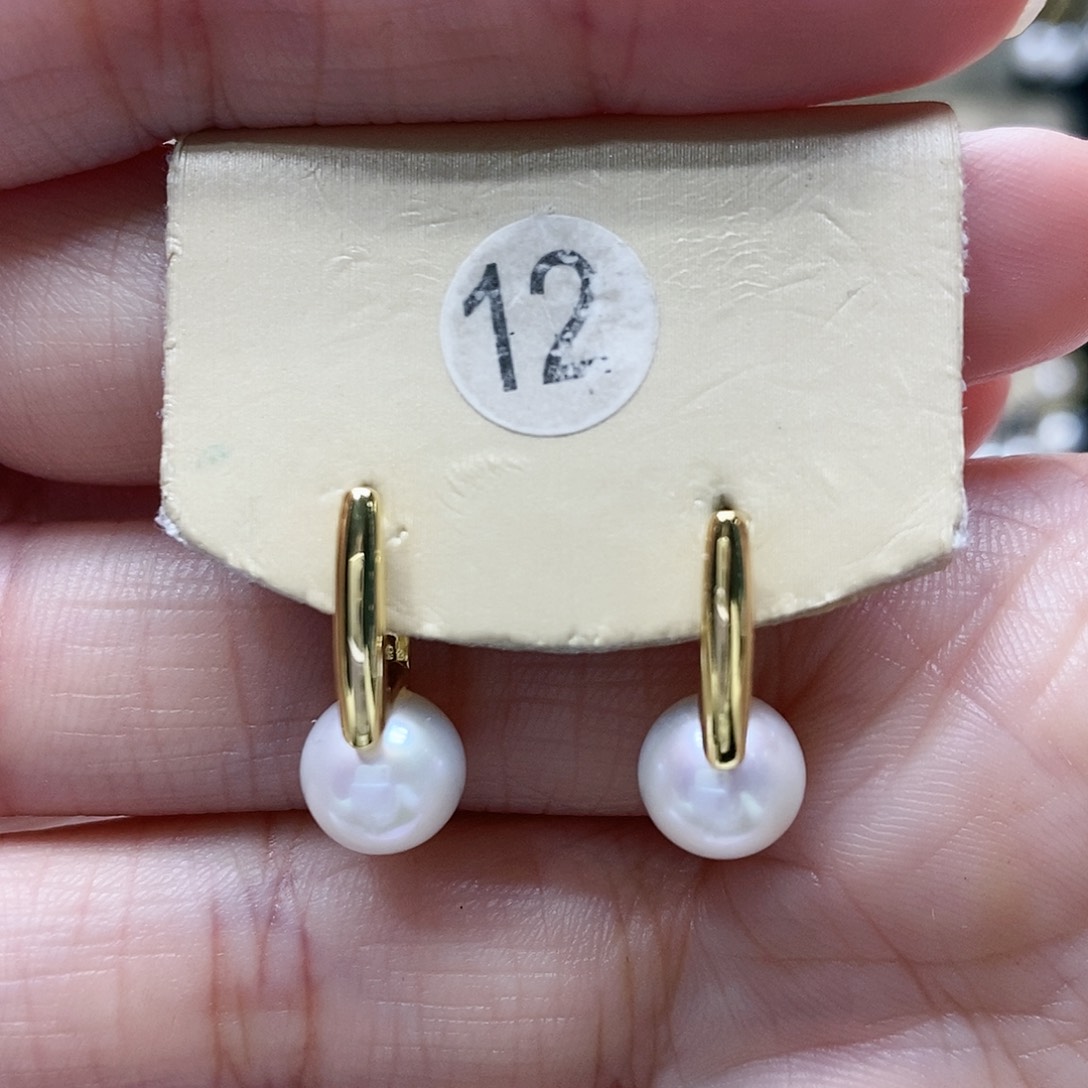 淡水珍珠耳饰银S925镀金镶嵌