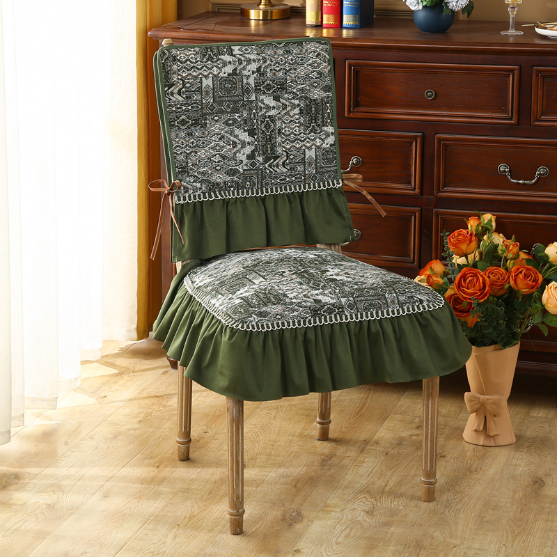 罗马假日防滑餐椅垫轻奢法式高级感四季通用高端美式椅子垫背巾