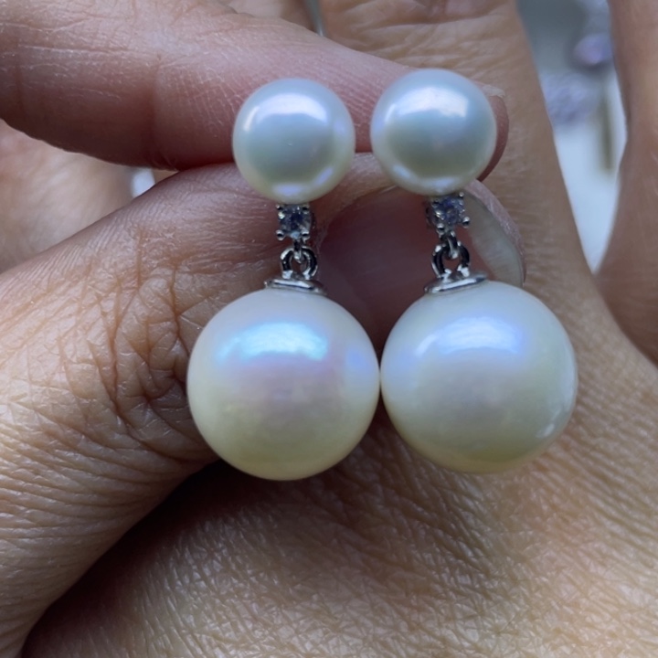 菲***e耳饰淡水珍珠银S925镶嵌