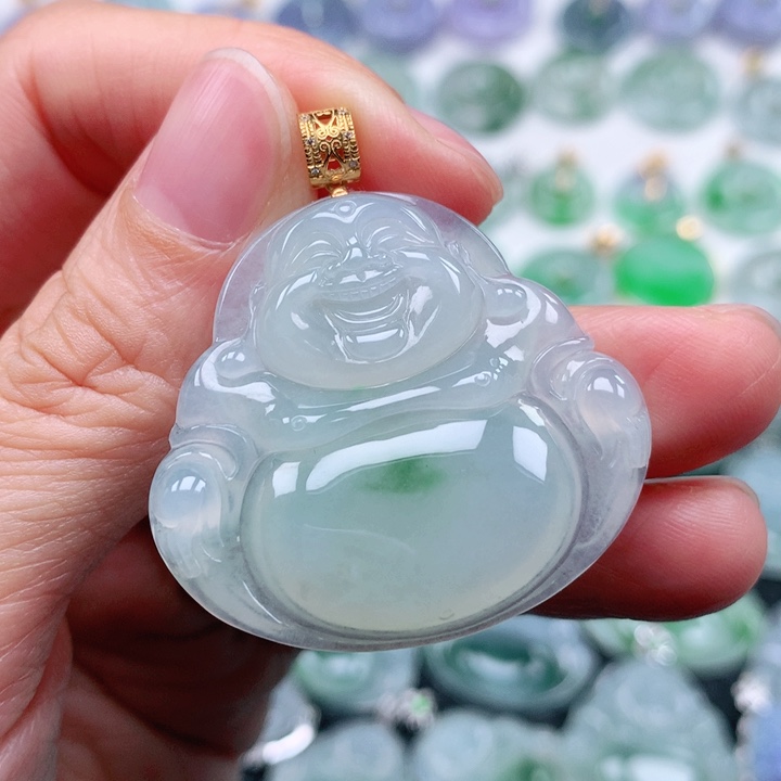 翡翠吊坠(不含链)18K金镶嵌