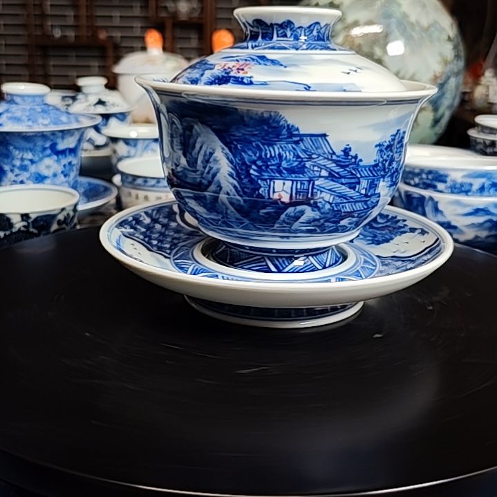杯蓝****雨景德镇陶瓷茶具套装