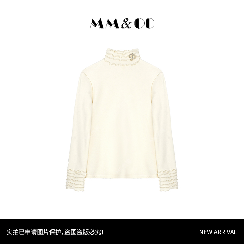 【舒柔】百搭基础款荷叶领保暖打底衫高领纯色针织上衣多色G9290