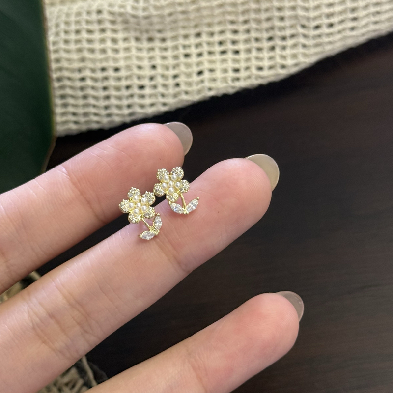 铜合金仿珍珠耳饰 ES-113 超高版 美讯家精致系小花花百搭耳钉