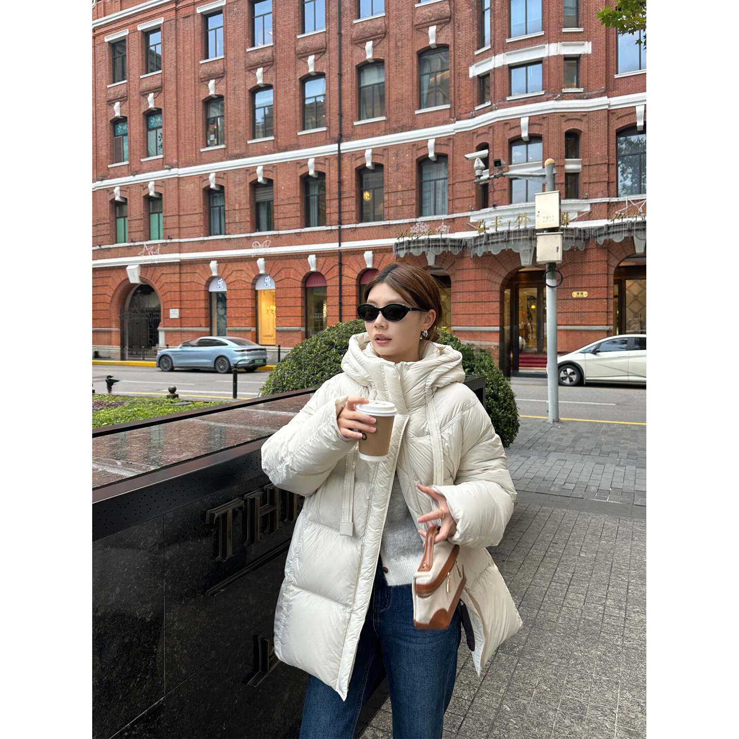 【12/08 10点上新】轻盈蓬松 90白鸭绒～廓形连帽中长款羽绒服