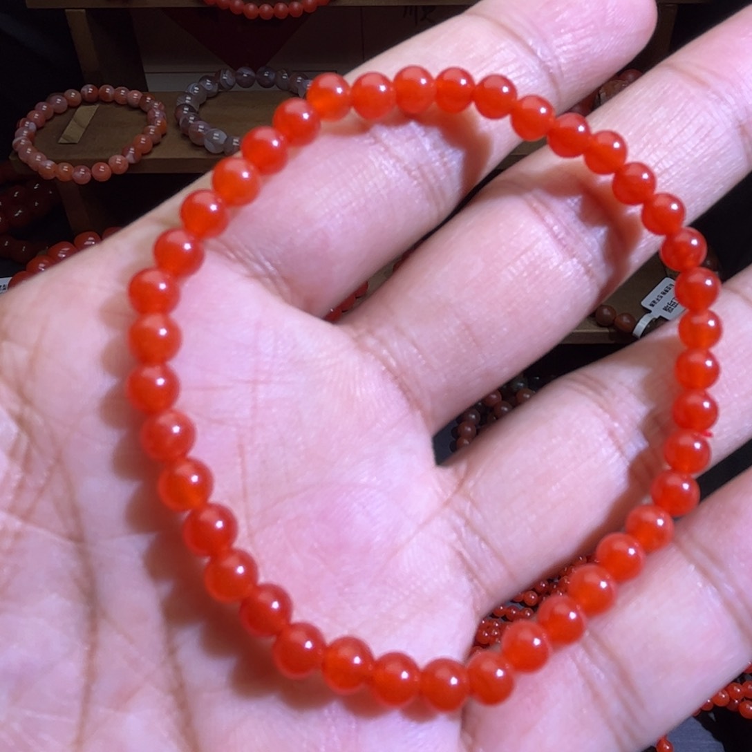 手链未镶嵌南红玛瑙5mm冰红
