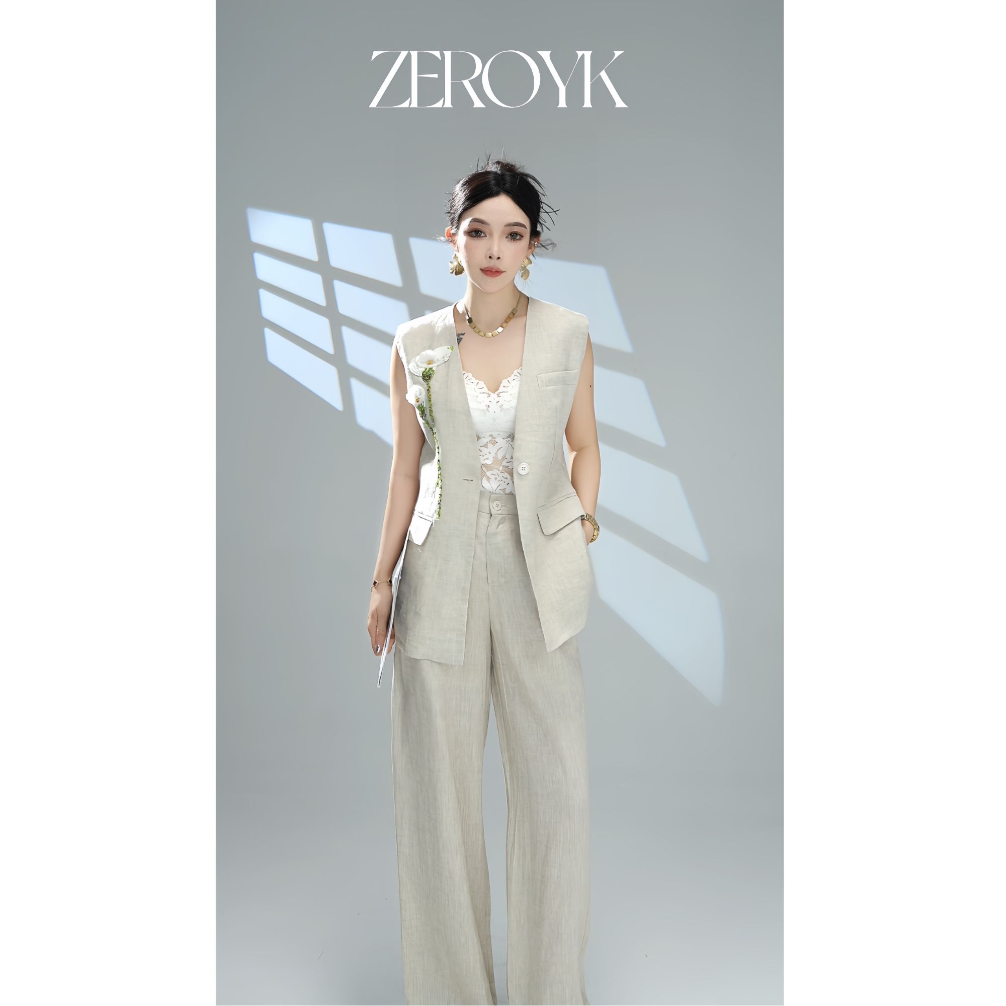 ZEROYK深圳南油气质轻奢时尚夏季休闲简约阔腿设计师无袖套装