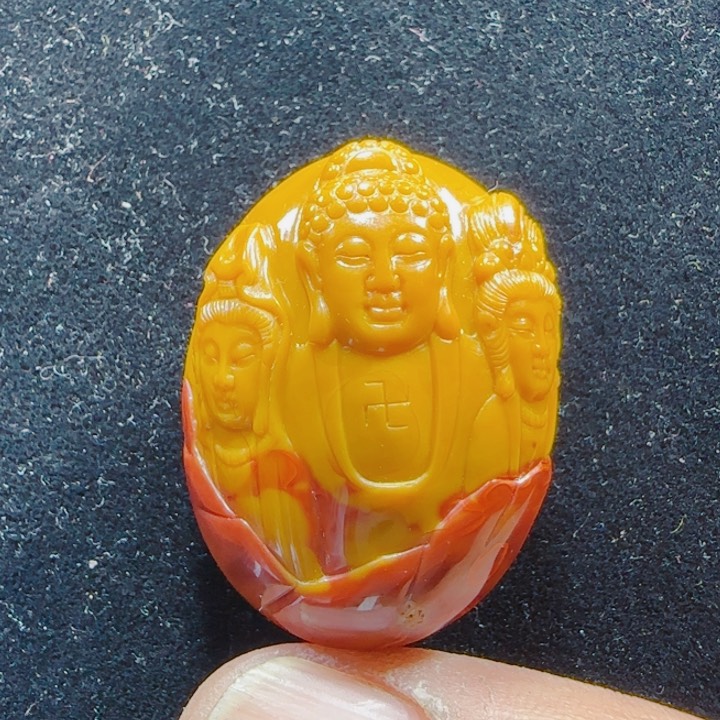 玛瑙/玉髓东方三圣母吊坠未镶嵌神*