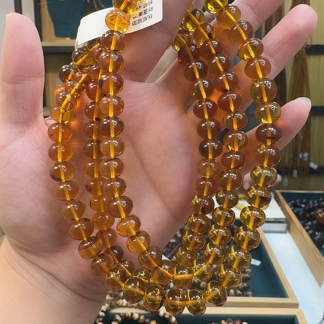 与***话琥珀未镶嵌裸石抚顺琥珀9mm108