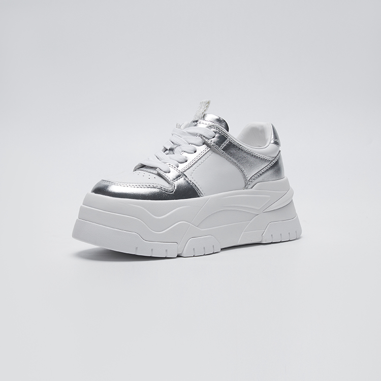 TXT【银白双搭】时尚百搭夏季真皮春季厚底秋季系带白色透气韩版