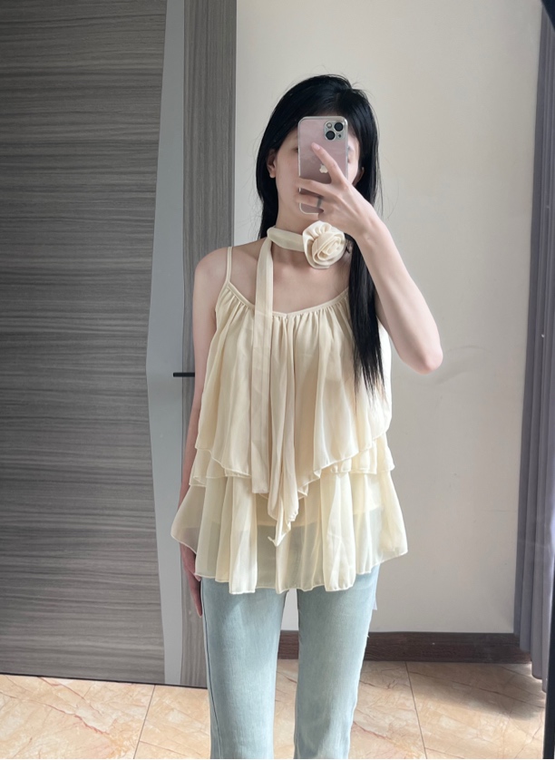 夏季吊带背心套装纯欲风时尚宽松型法式性感露肩修身型无袖