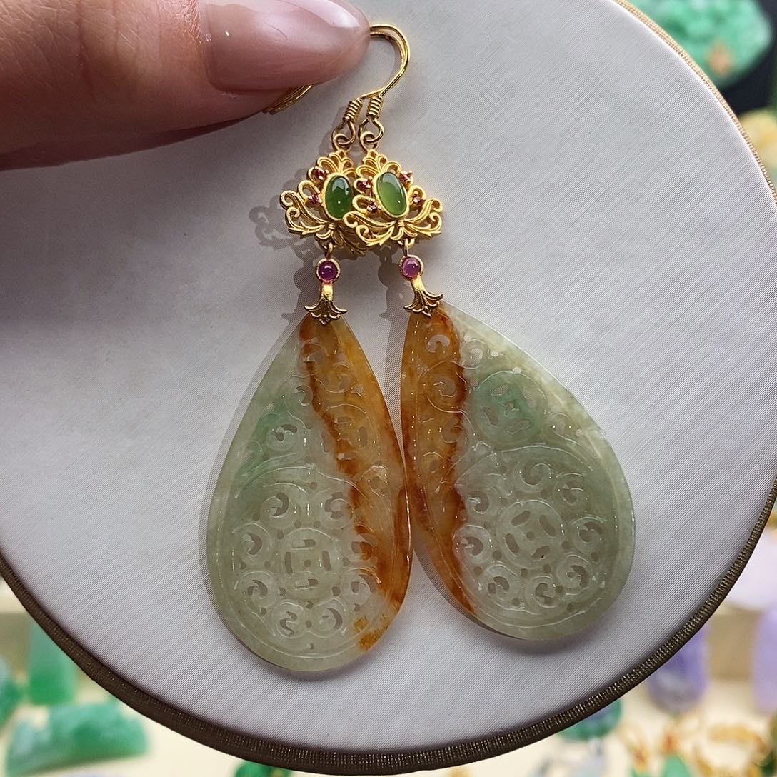 翡翠未镶嵌耳饰耳饰