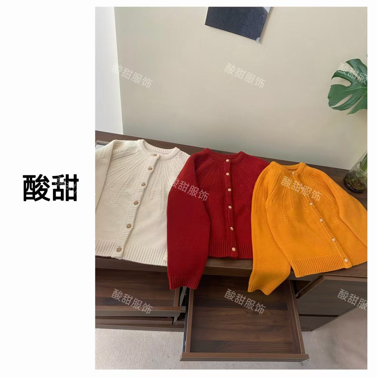 【酸甜&冬日暖橘】100%绵羊毛英伦复古南瓜橘复古感针织厚开衫毛衣