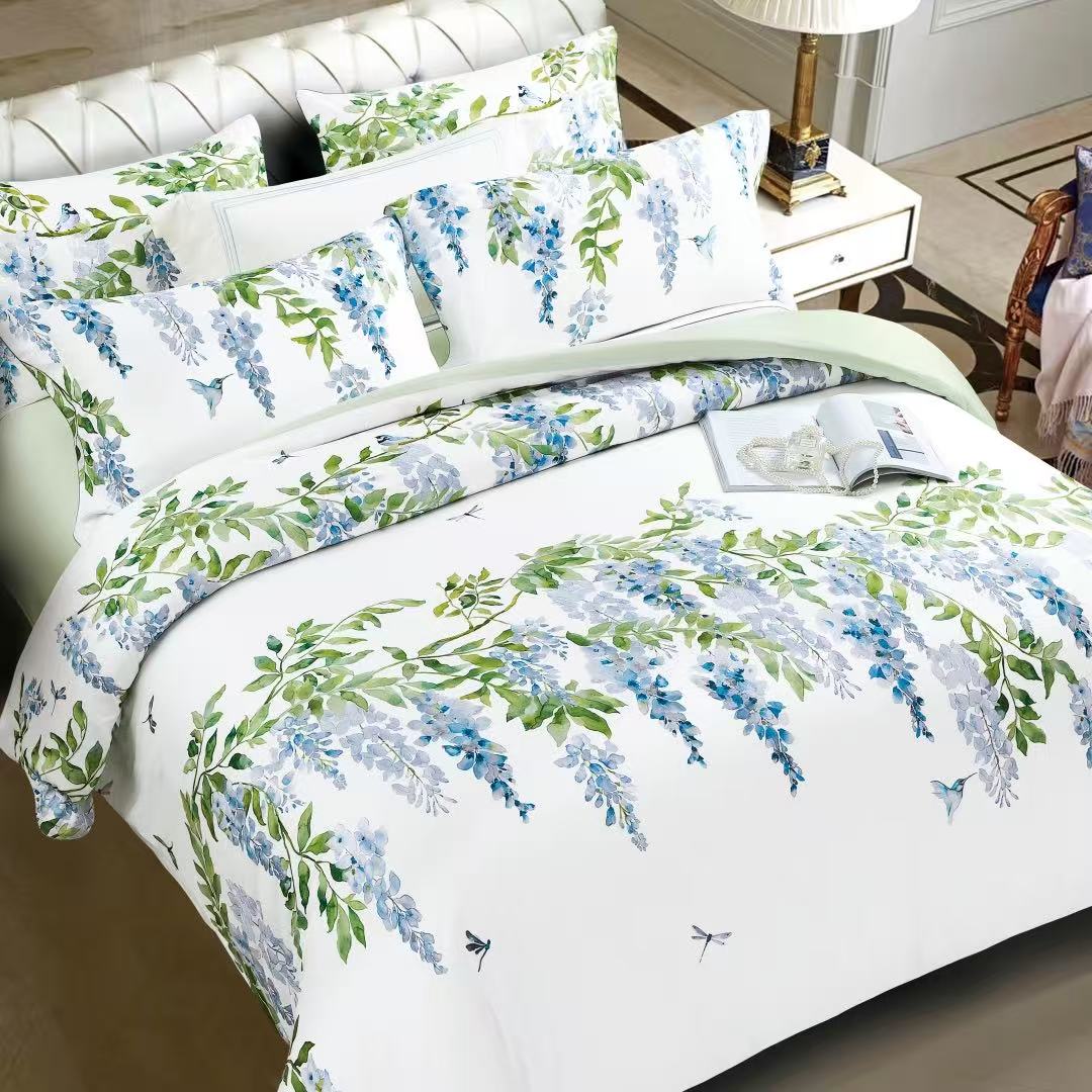 Cieltown夏尔小镇花青系列四件套 紫藤纯棉四件套