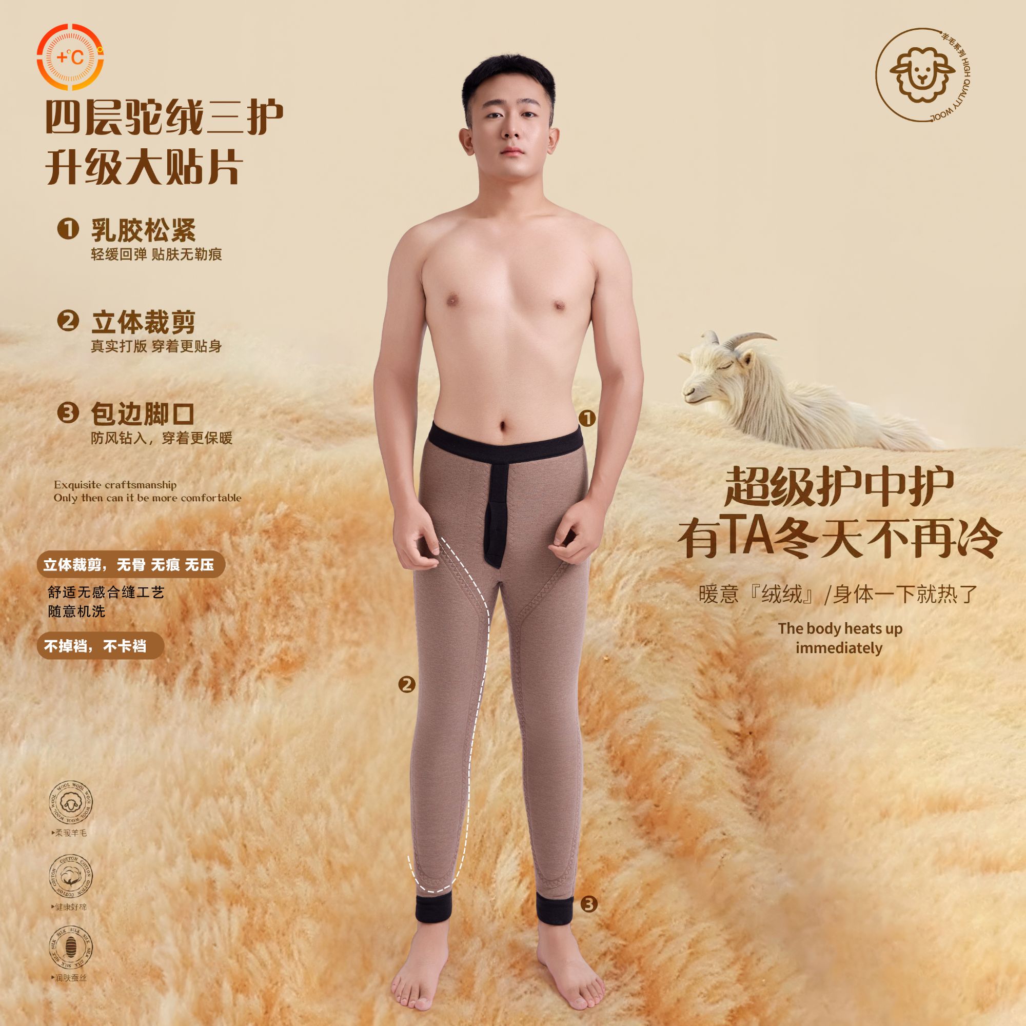 【四层+三护】男士四层抗寒裤88838保暖裤羊毛裤内穿高腰过冬